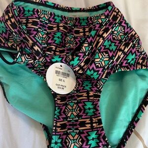 Hot Water Geometric Print Bikini Bottoms XL